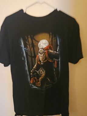 Black Men's Graphic Tee with Bigfoot Moon Design